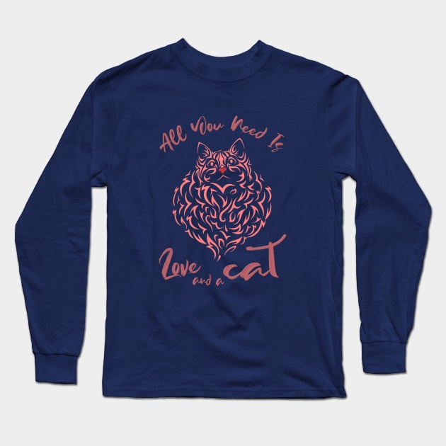 All you need is love and a cat Long Sleeve T-Shirt by FlyingWhale369